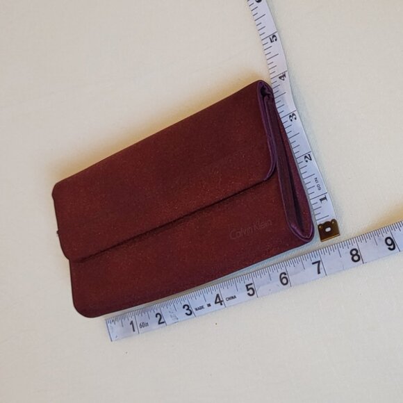 Calvin Klein Burgundy Satin Clutch Elegant Quiet Luxury - Picture 7 of 7